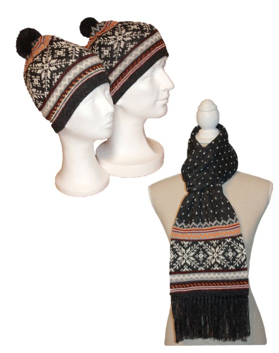 Alpaka Set Norwegen (Mütze und Schal)